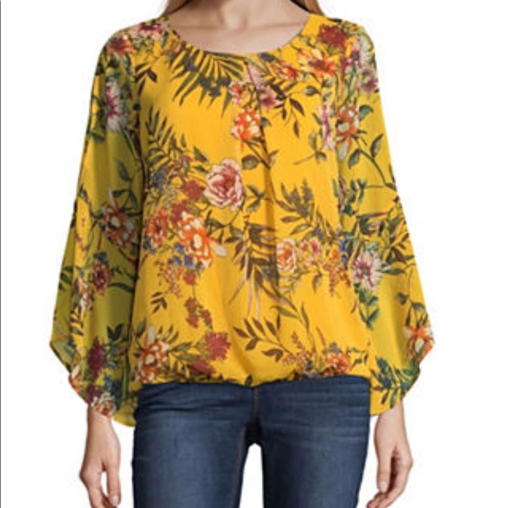 ALYX Yellow Floral Print Woven Blouse Sz XL - Picture 15 of 15